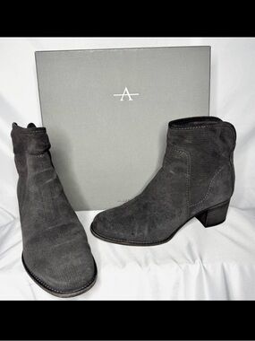 Aquatalia Charcoal Gray Suede Ankle Boots 7.5
